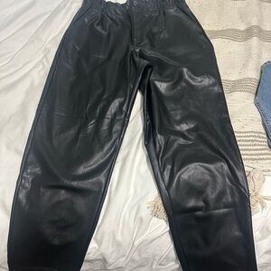 LOFT Black High Rise Straight Faux Leather Pants